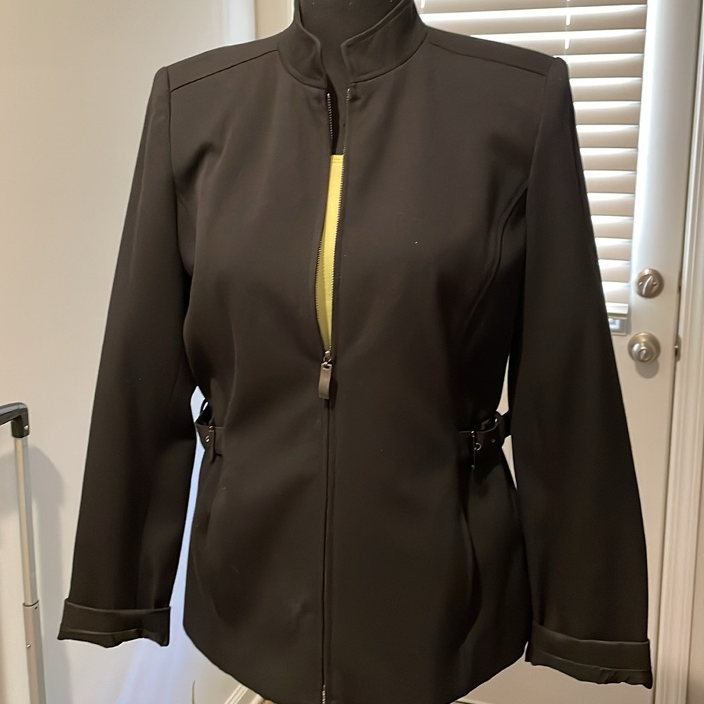 Rafaella Jacket Women Size 8P Black Zipper Front Tailored Capsule Office